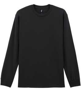 Gildan Men's Ultra Cotton Long Sleeve T-Shirt | 100% Cotton, Heavyweight, Crew Neck - Black, Large