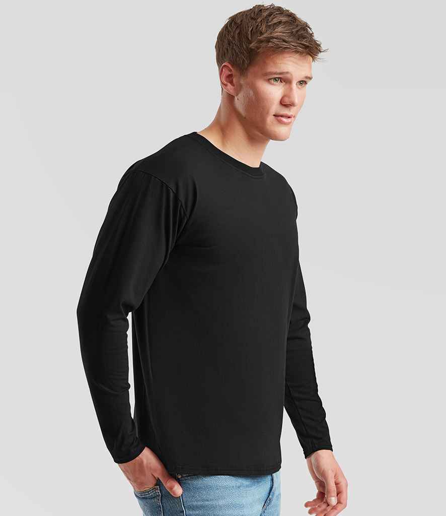 Fruit Of The Loom Iconic Long Sleeve T-Shirt - Unisex Classic Fit Tee - Black Ink Heather Color, Size XL - View #2