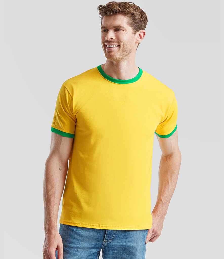 T-Shirt Fruit Of The Loom Manches Courtes Ringer Contrasté - 100% Coton - Tailles S à 2XL - Neuf Sans étiquettes