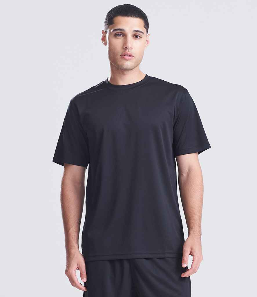 Just Cool Men's Contrast Sports T-Shirt – Jet Black With Gold Graphic, Regular Fit - View #10