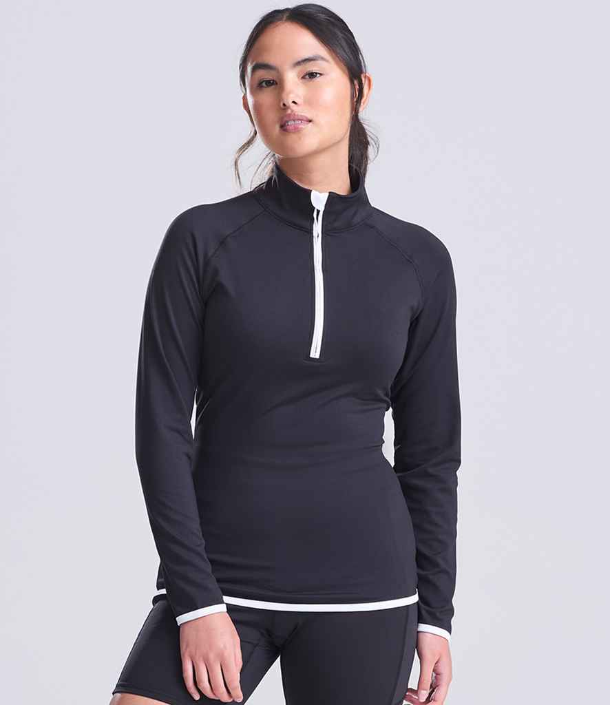 Ladies Cool Half Zip Sweat Top front view