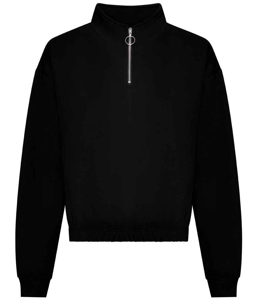 Ladies Cropped 1/4 Zip Sweatshirt front view