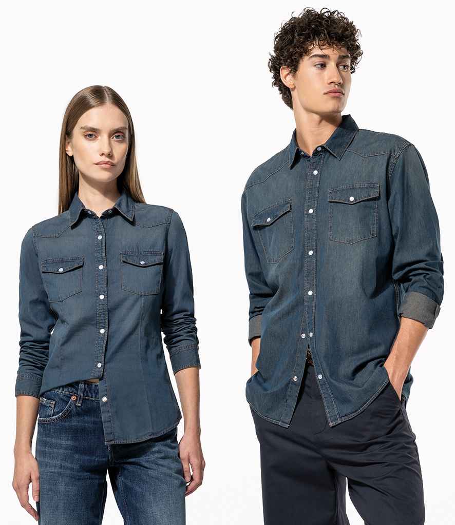 Long Sleeve Denim Shirt front view