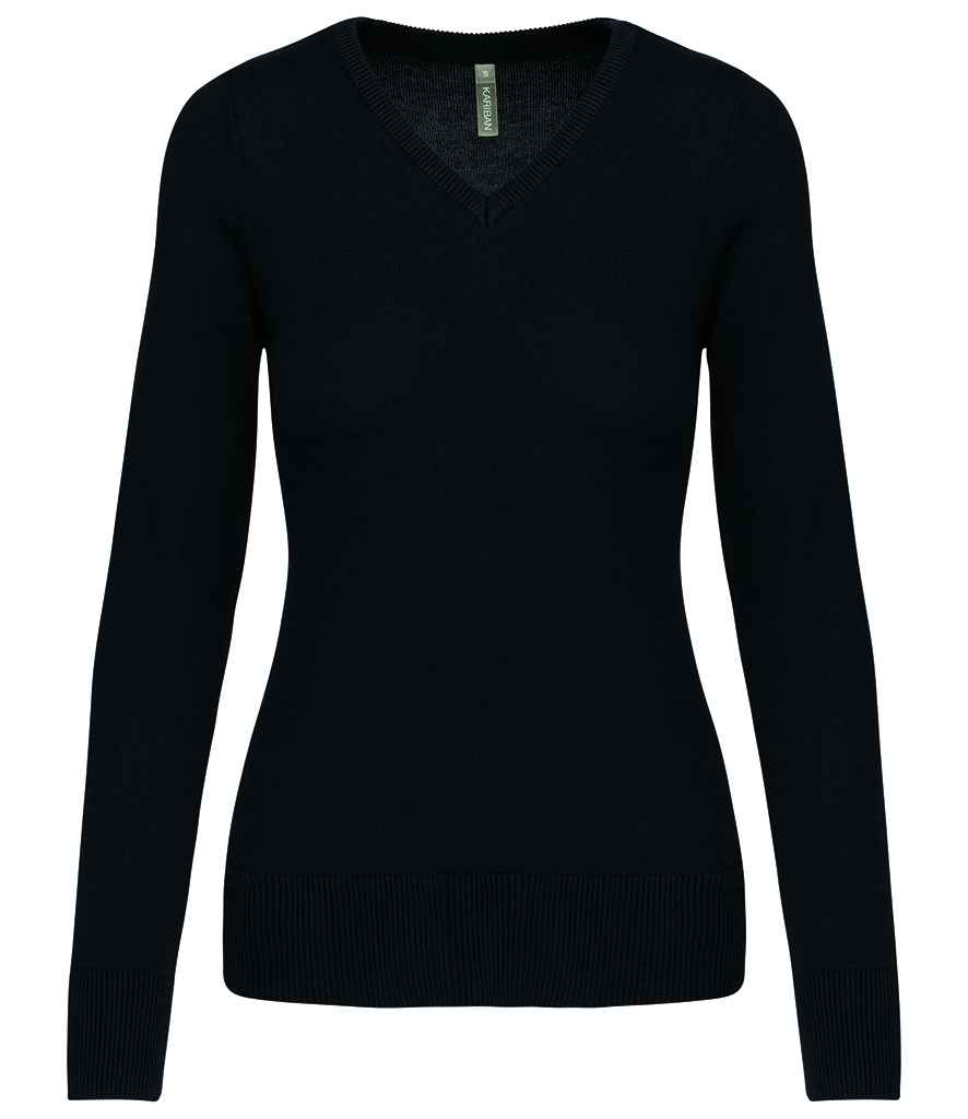 Ladies Cotton Acrylic V Neck Sweater front view