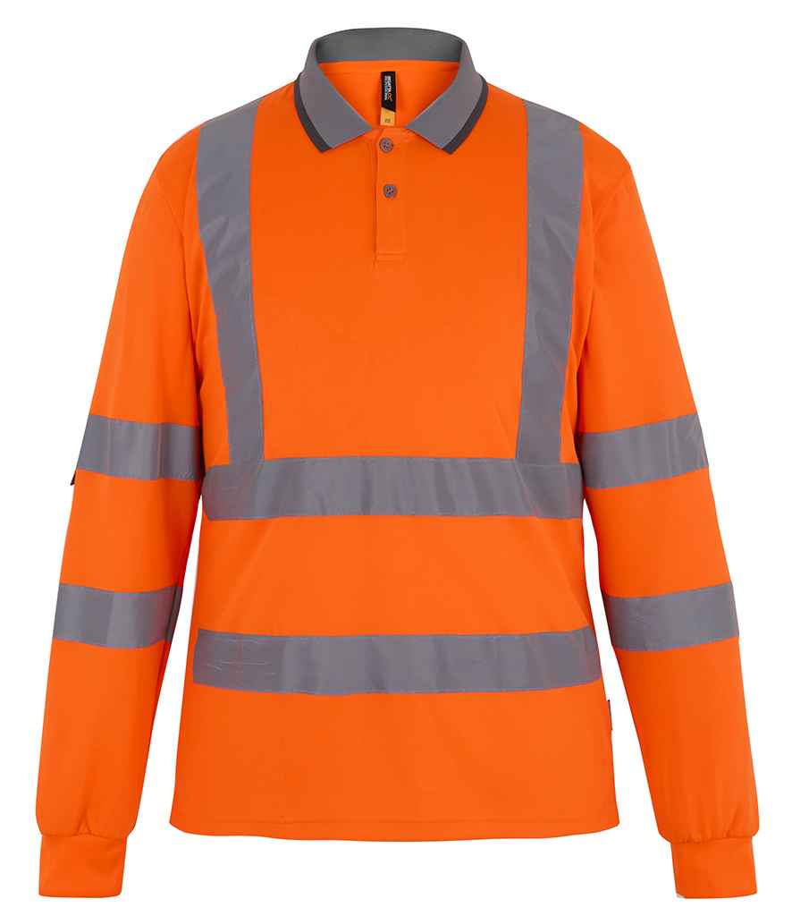 Regatta High Visibility Pro Contract Long Sleeve Polo Shirt front view