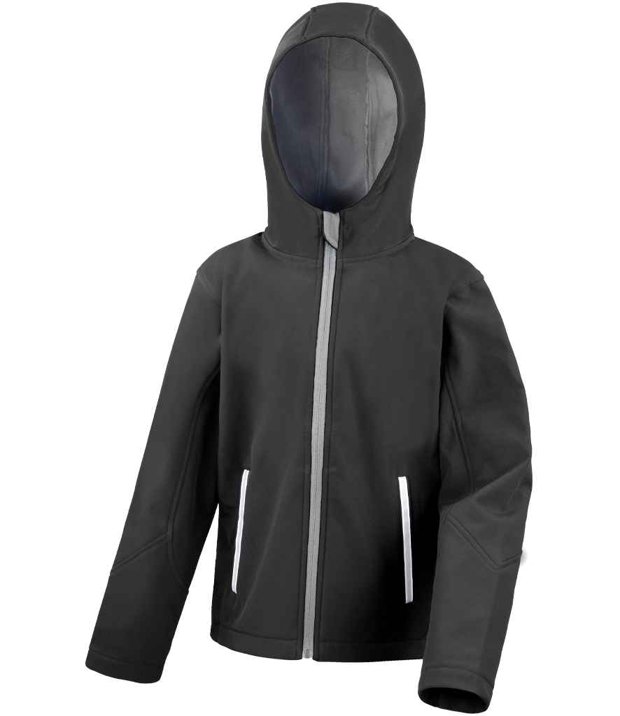 HAWKSPORTS Kids TX Performance Hooded Soft Shell Jacket front view