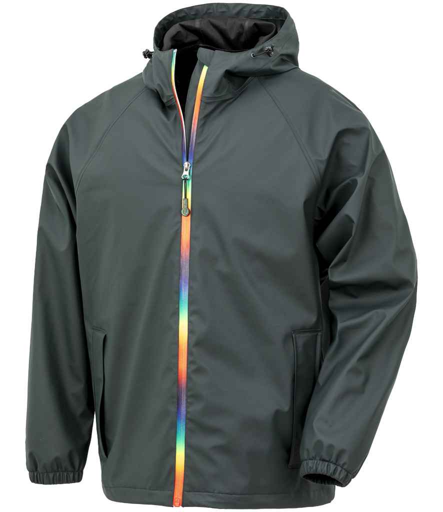 HAWKSPORTS Rainbow Prism PU Waterproof Jacket front view