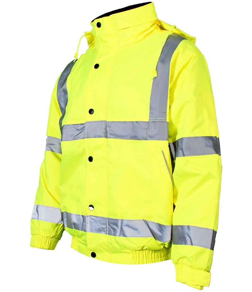 Warrior Hi-Vis Fleece Lined Bomber Jacket front view