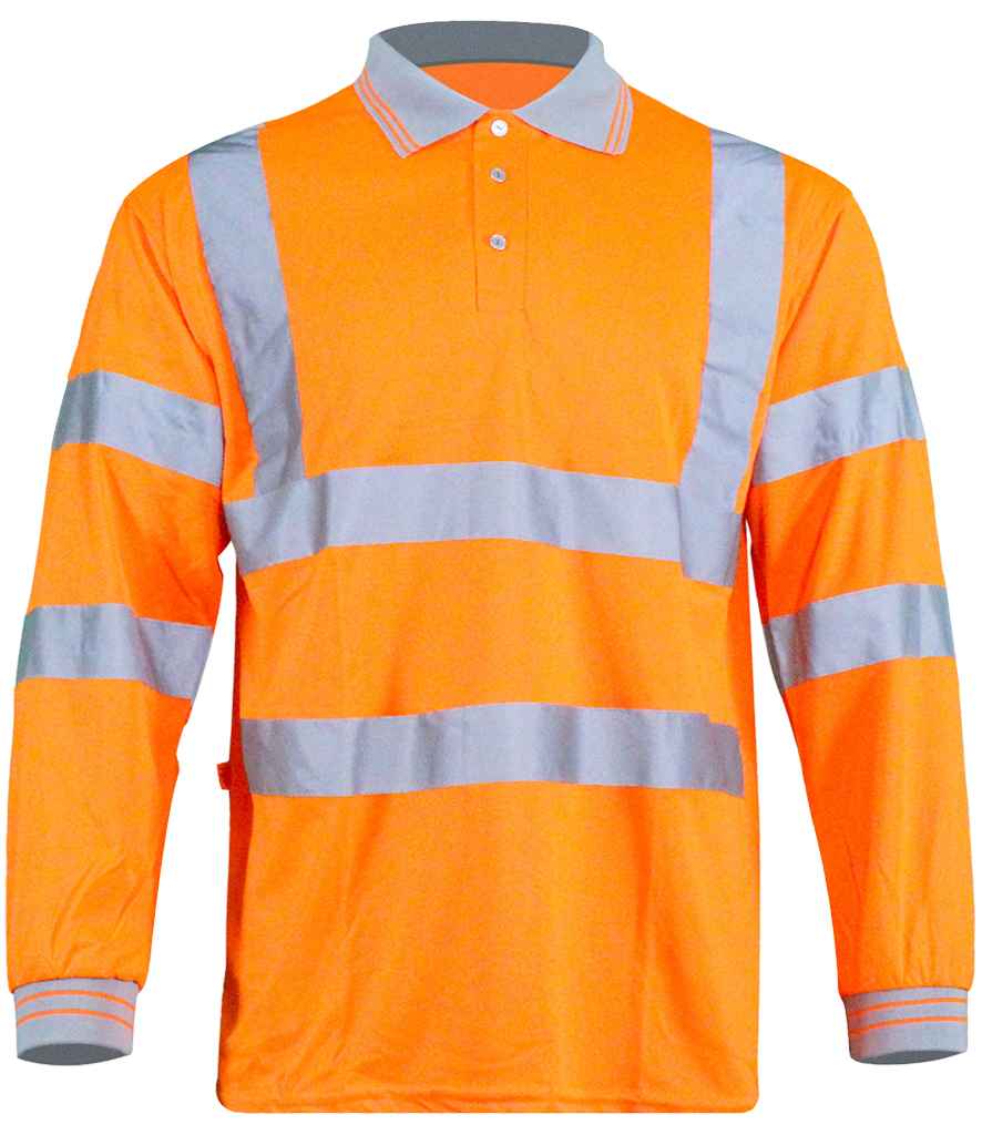 Warrior Hi-Vis Long Sleeve Polo Shirt front view