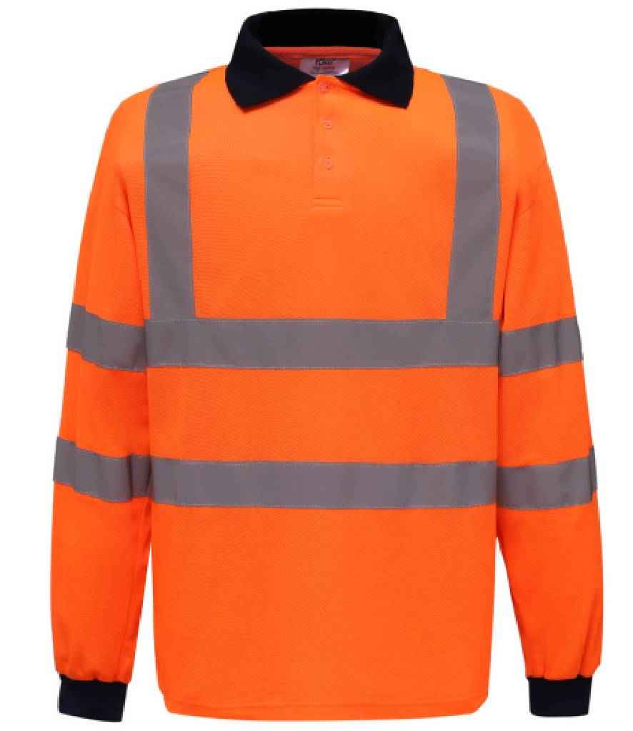 Yoko Hi-Vis Long Sleeve Polo Shirt front view