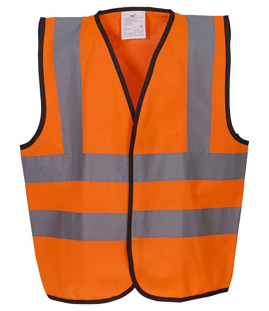 Yoko Kids Hi-Vis Two Band and Braces Waistcoat front view