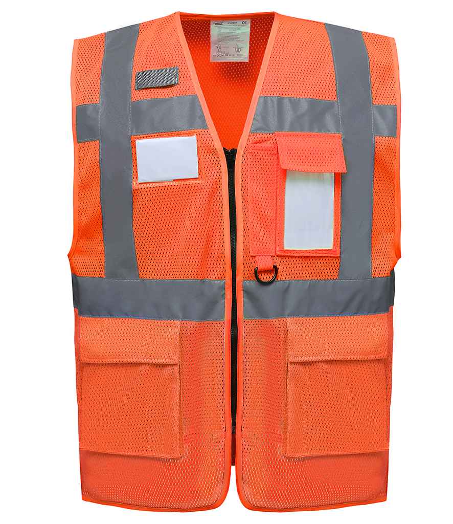 Yoko Hi-Vis Top Cool Open Mesh Executive Waistcoat front view
