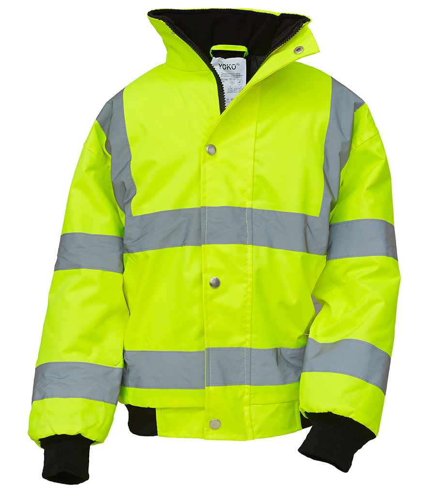 Yoko Kids Hi-Vis Bomber Jacket front view