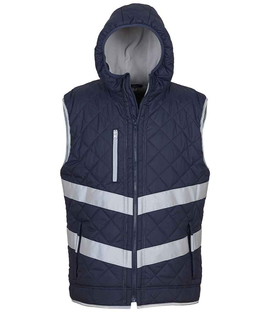 Yoko Hi-Vis Kensington Hooded Gilet front view