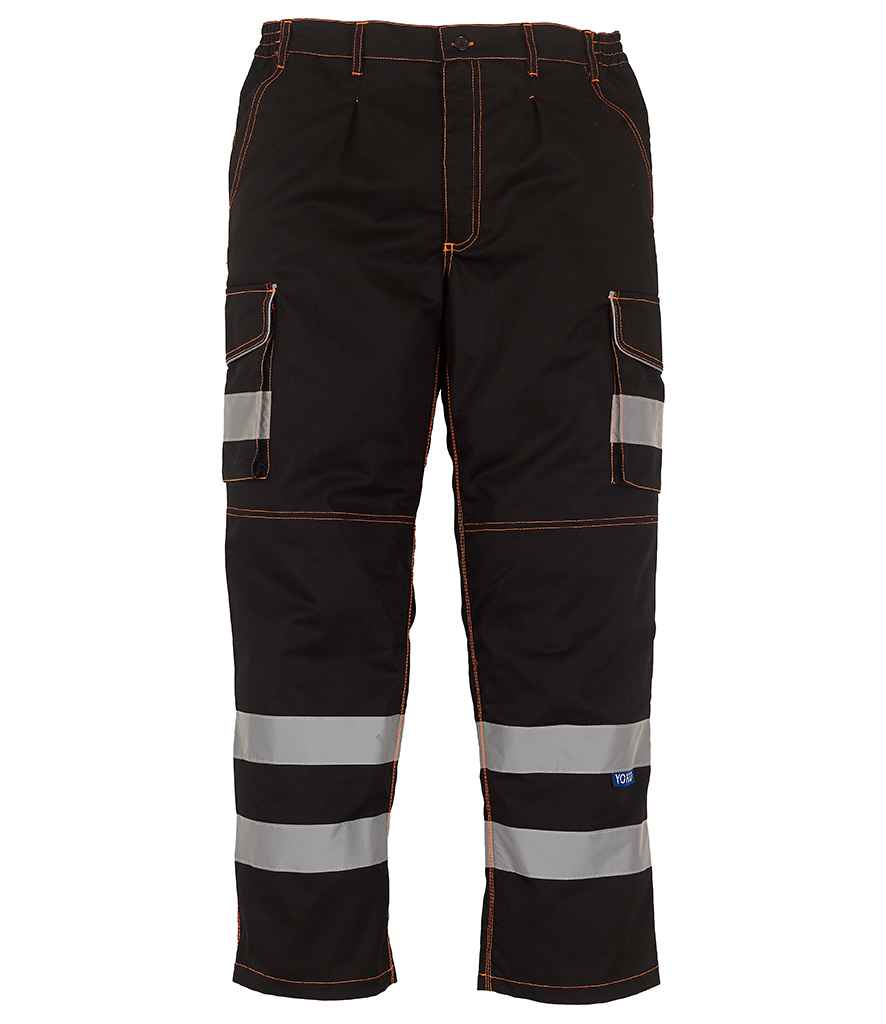 Yoko Hi-Vis Cargo Trousers with Knee Pad Pockets front view