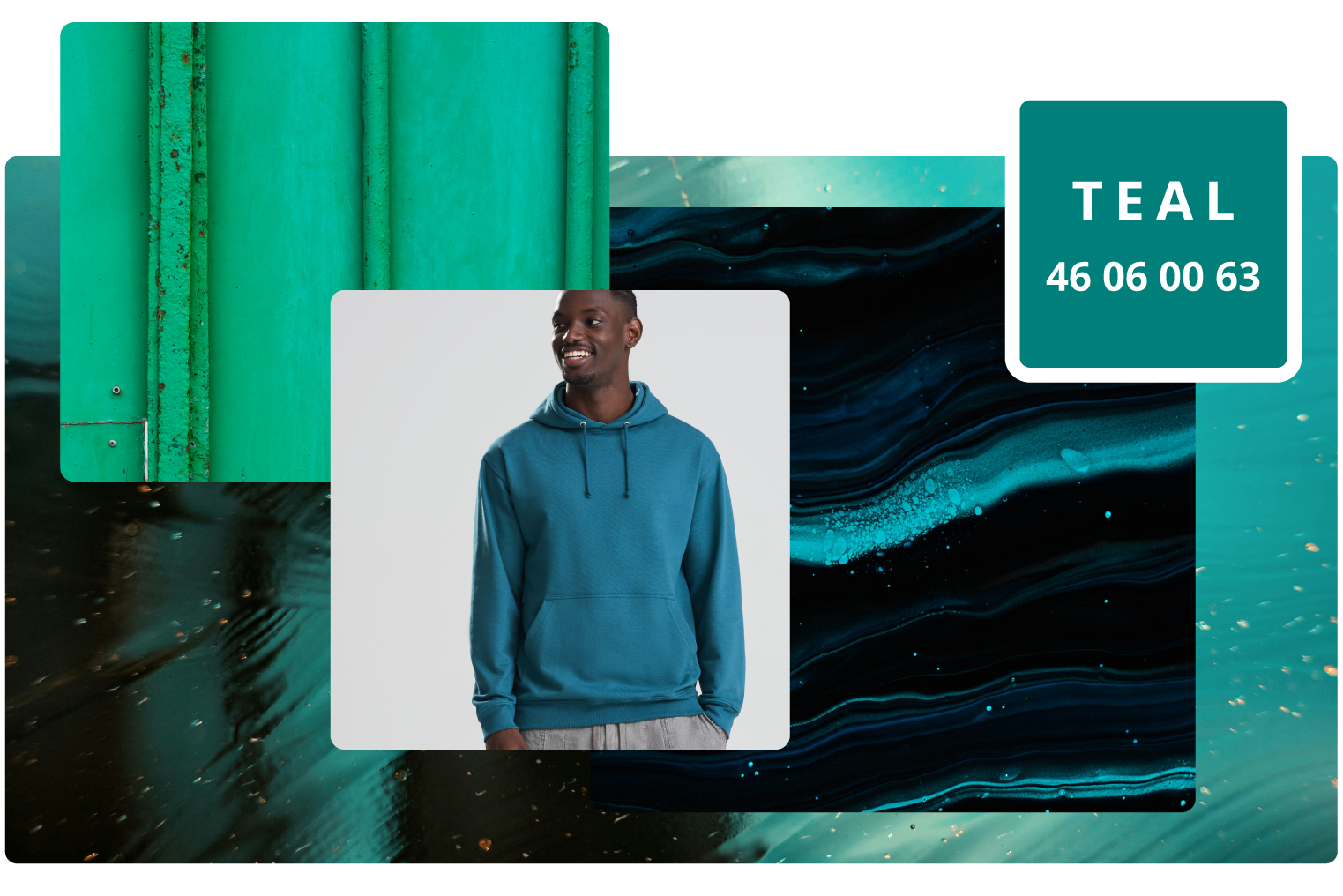 Transformative teal colour mood board