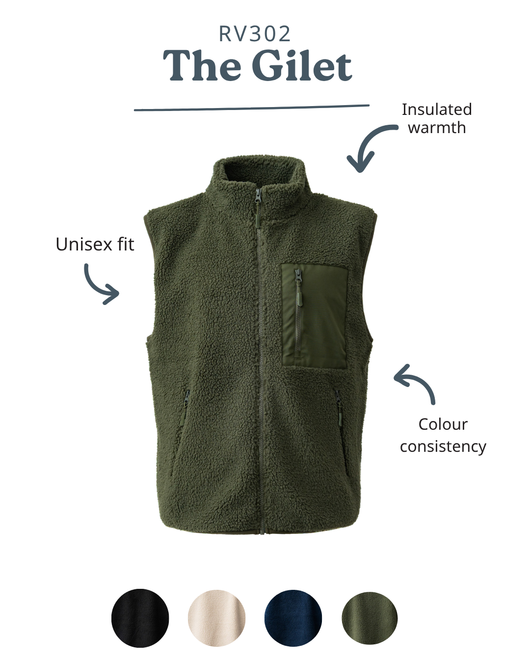 Ravine gilet bodywarmer borg fleece 