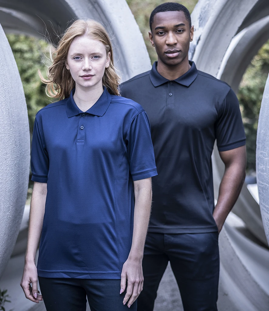 Man and women wearing Pique Polo Shirt from Recycle.me range