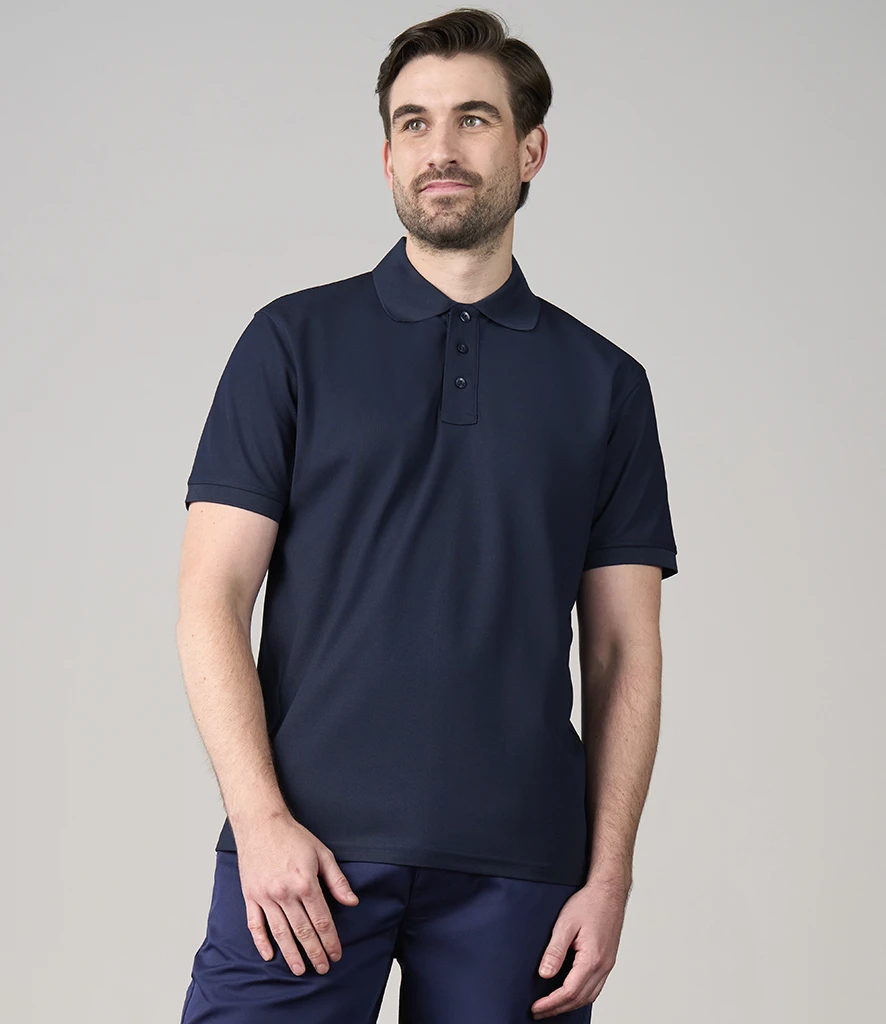 Man wearing navy polo