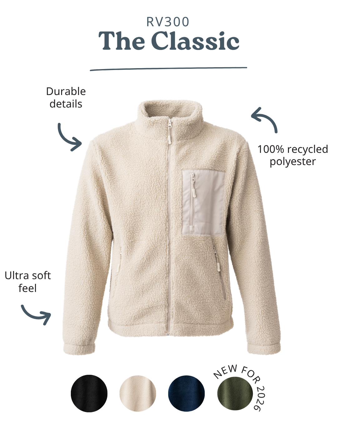 Ravine Classic borg fleece in cream