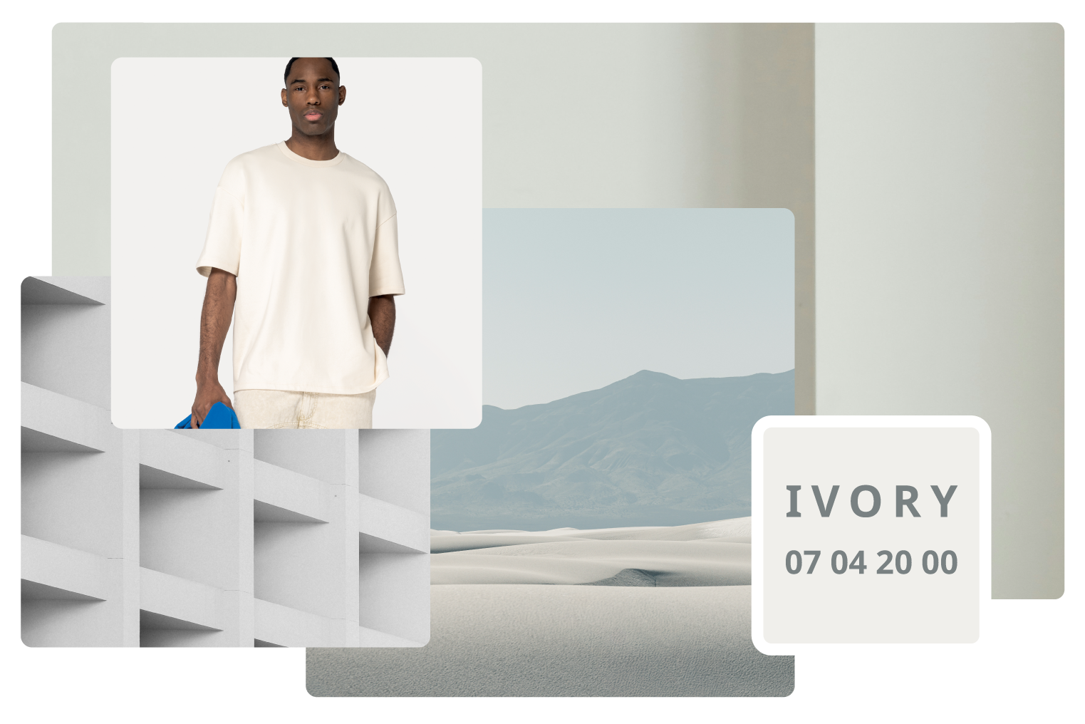 Cloud dancer colour trend mood board 