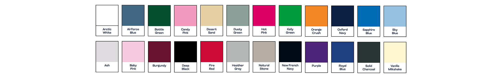Colour range for the JH501