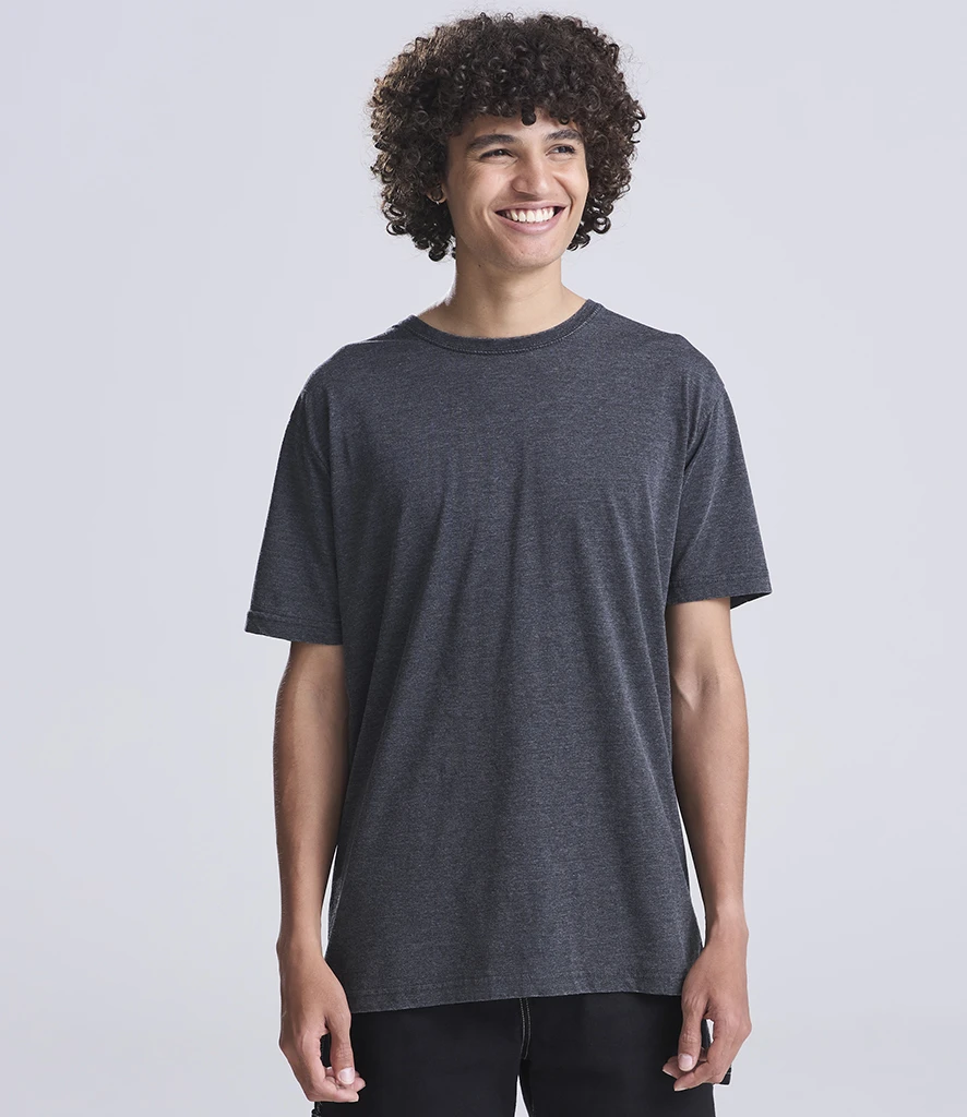 Smiley man wearing long Just T's T-Shirt in washed jet black 